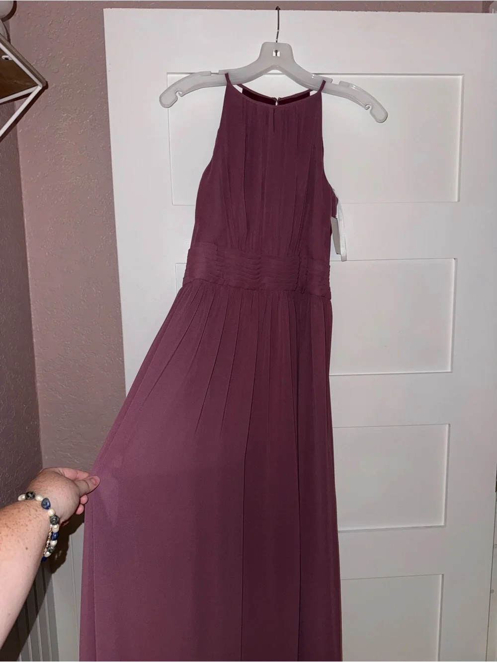 David's Bridal Chianti High-Neck Chiffon Maxi Dress - Picture 1 of 4